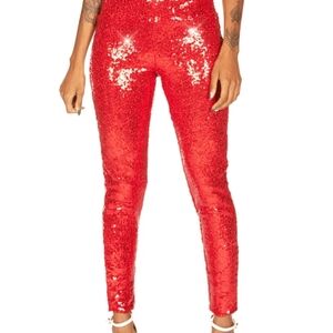 Tipsy Elves Sparkling Red Sequin Skinny Pants
